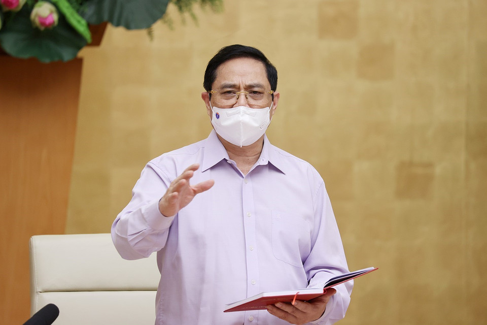 Thủ tướng Phạm Minh Chính phát biểu kết luận hội nghị. (Ảnh: Dương Giang/TTXVN)