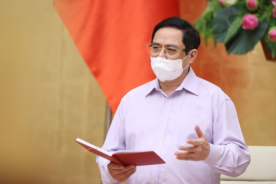 Thủ tướng Phạm Minh Chính phát biểu kết luận hội nghị. (Ảnh: Dương Giang/TTXVN)