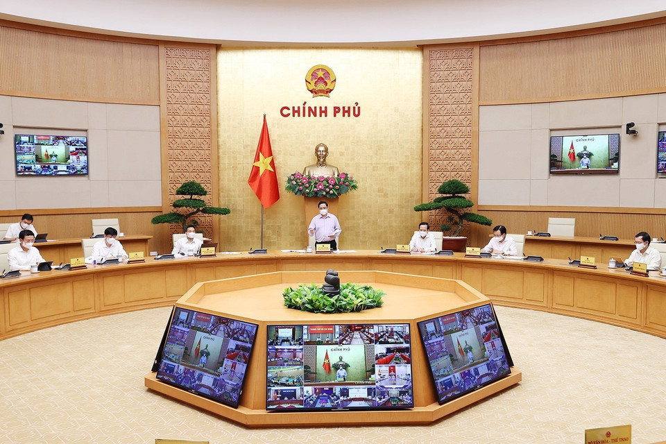 Thủ tướng Phạm Minh Chính phát biểu kết luận hội nghị. (Ảnh: Dương Giang/TTXVN)