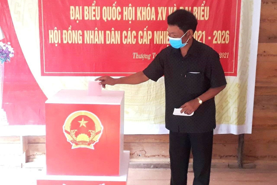 Bầu cử sớm ở khu vực biên giới, miền núi tỉnh Quảng Bình.(Ảnh: Võ Dung/TTXVN)