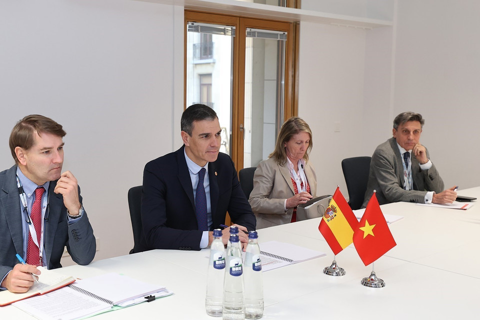 Thủ tướng Tây Ban Nha Pedro Sánchez Pérez-Castejón tại cuộc gặp. (Ảnh: Dương Giang/TTXVN)