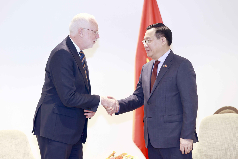 Chủ tịch Quốc hội Vương Đình tiếp ông Mike Cronin, Giám đốc điều hành phụ trách các vấn đề hợp tác Tập đoàn Fonterra. (Ảnh: Doãn Tấn/TTXVN)