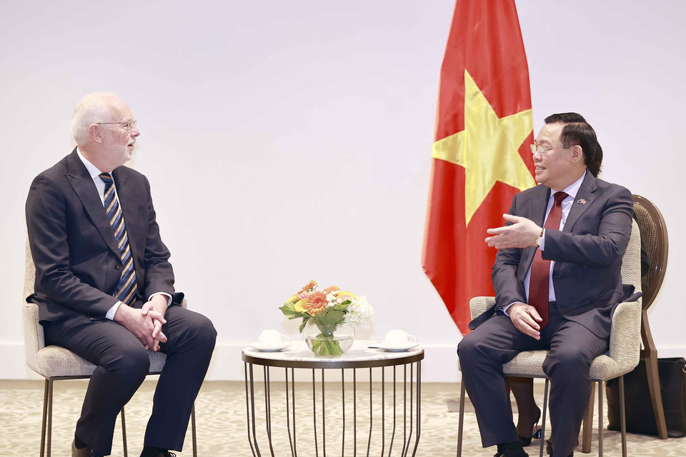 Chủ tịch Quốc hội Vương Đình tiếp ông Mike Cronin, Giám đốc điều hành phụ trách các vấn đề hợp tác Tập đoàn Fonterra. (Ảnh: Doãn Tấn/TTXVN)