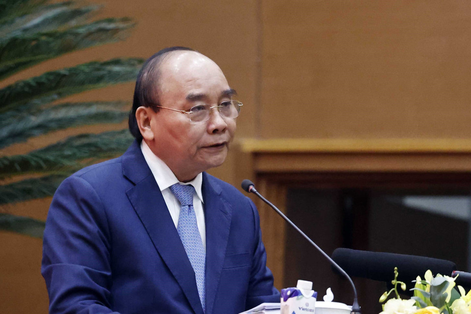 Chủ tịch nước Nguyễn Xuân Phúc phát biểu chỉ đạo. (Ảnh: Thống Nhất/TTXVN)