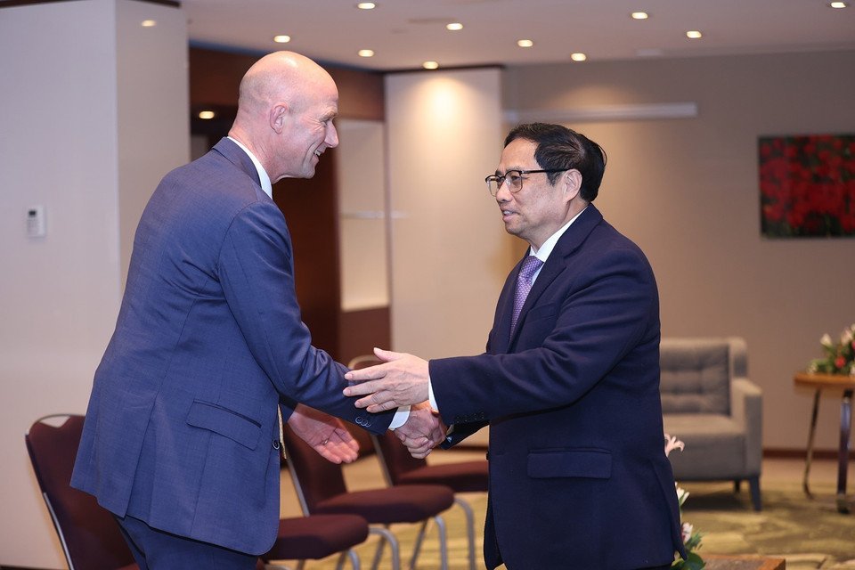 Thủ tướng Phạm Minh Chính tiếp Hiệp hội doanh nghiệp Hà Lan tại Việt Nam và lãnh đạo Phòng Thương mại Hà Lan-Việt Nam. (Ảnh: Dương Giang/TTXVN)