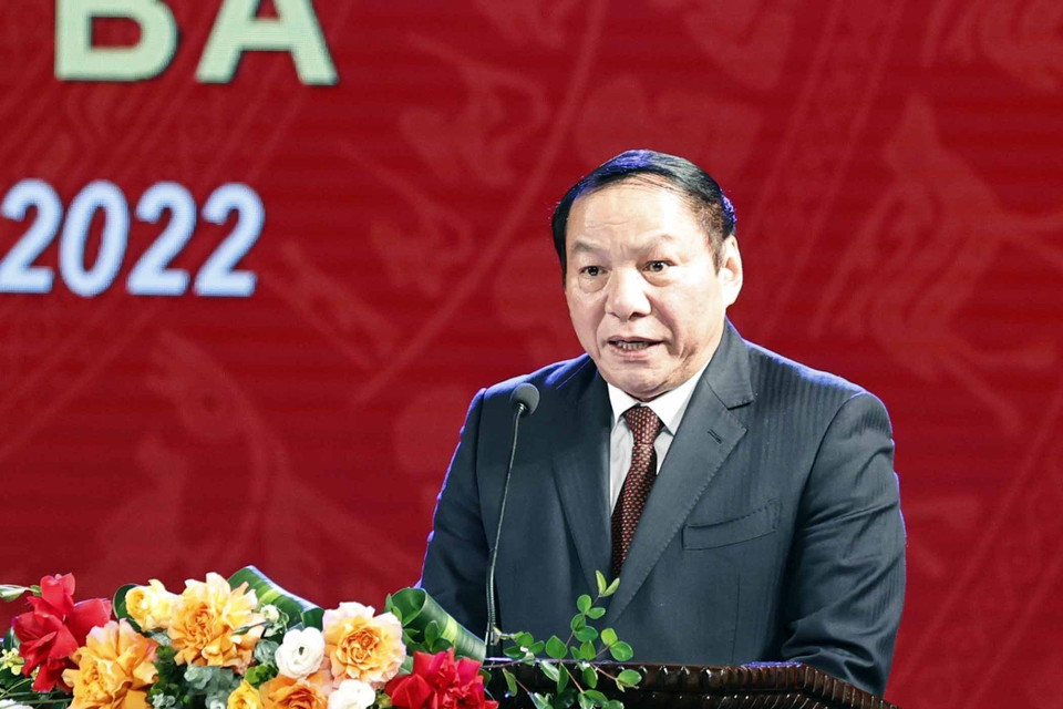 Bộ trưởng Bộ Văn hóa, Thể thao và Du lịch Nguyễn Văn Hùng phát biểu. (Ảnh: Thống Nhất/TTXVN)