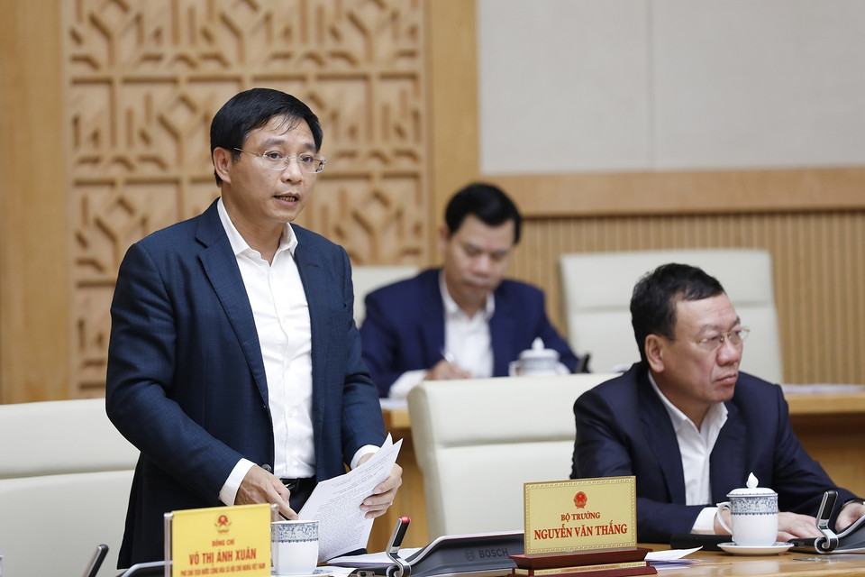 Bộ trưởng Bộ Giao thông vận tải Nguyễn Văn Thắng phát biểu.(Ảnh: Dương Giang/TTXVN)