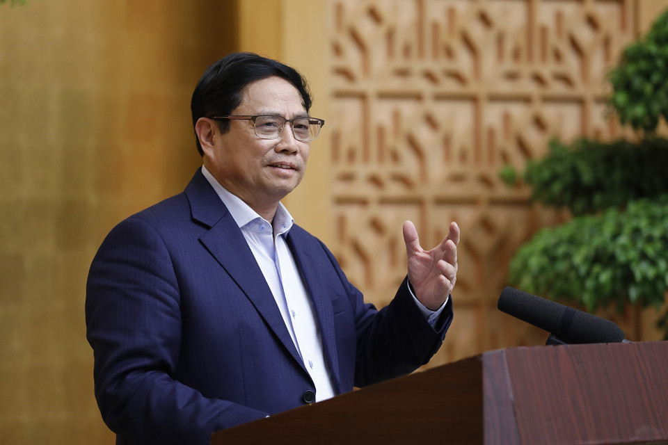 Thủ tướng Phạm Minh Chính kết luận Phiên họp Chính phủ thường kỳ tháng 11/2022. (Ảnh: Dương Giang/TTXVN)