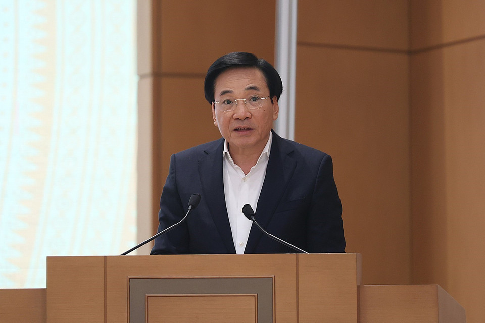 Bộ trưởng, Chủ nhiệm Văn phòng Chính phủ Trần Văn Sơn phát biểu. (Ảnh: Dương Giang/TTXVN)