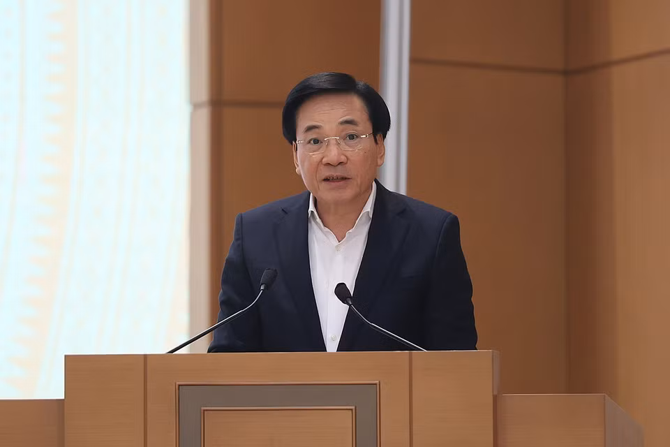 Bộ trưởng, Chủ nhiệm Văn phòng Chính phủ Trần Văn Sơn phát biểu. (Ảnh: Dương Giang/TTXVN)