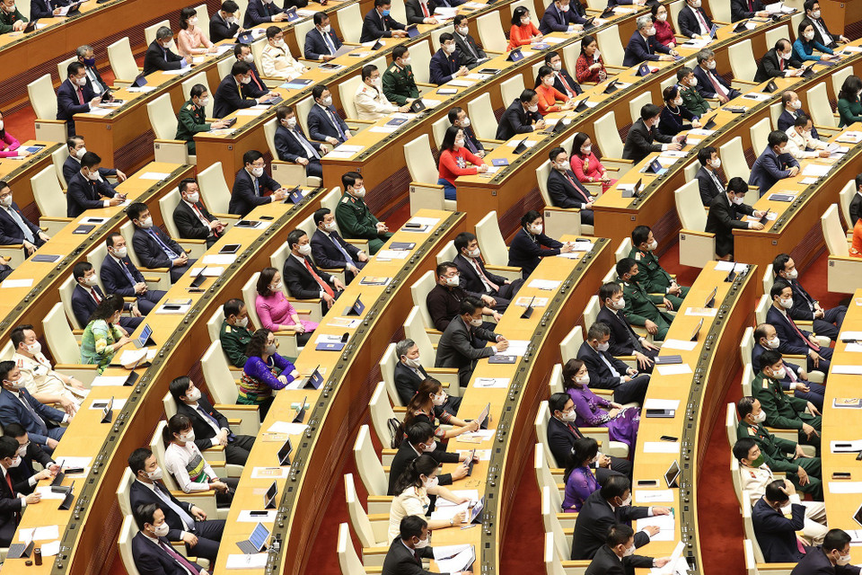 Các đại biểu Quốc hội tại Phiên khai mạc. (Ảnh: Dương Giang/TTXVN)