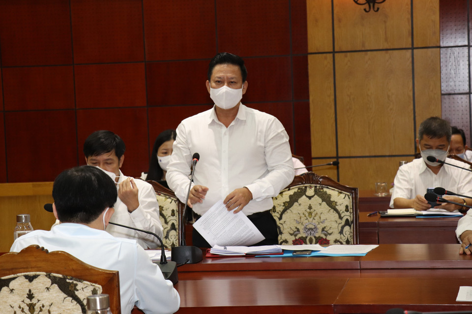 Chủ tịch UBND tỉnh Tây Ninh Nguyễn Thanh Ngọc phát biểu tại buổi làm việc. (Ảnh: Lê Đức Hoảnh/TTXVN)