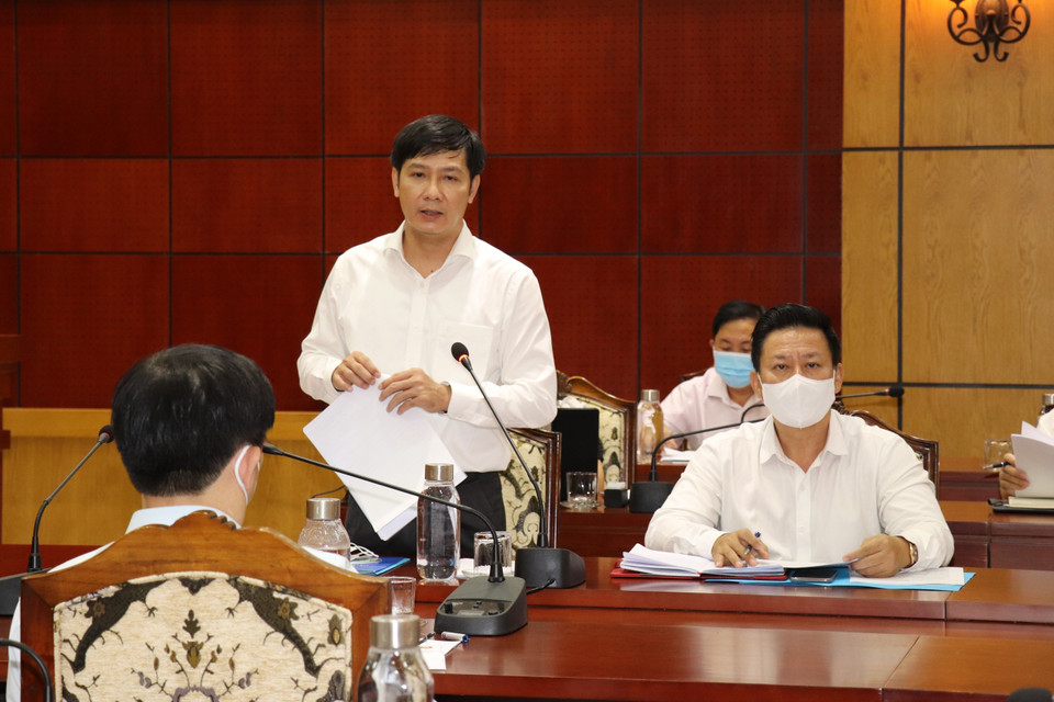 Bí thư Tỉnh ủy Tây Ninh Nguyễn Thành Tâm phát biểu tại buổi làm việc. (Ảnh: Lê Đức Hoảnh/TTXVN)