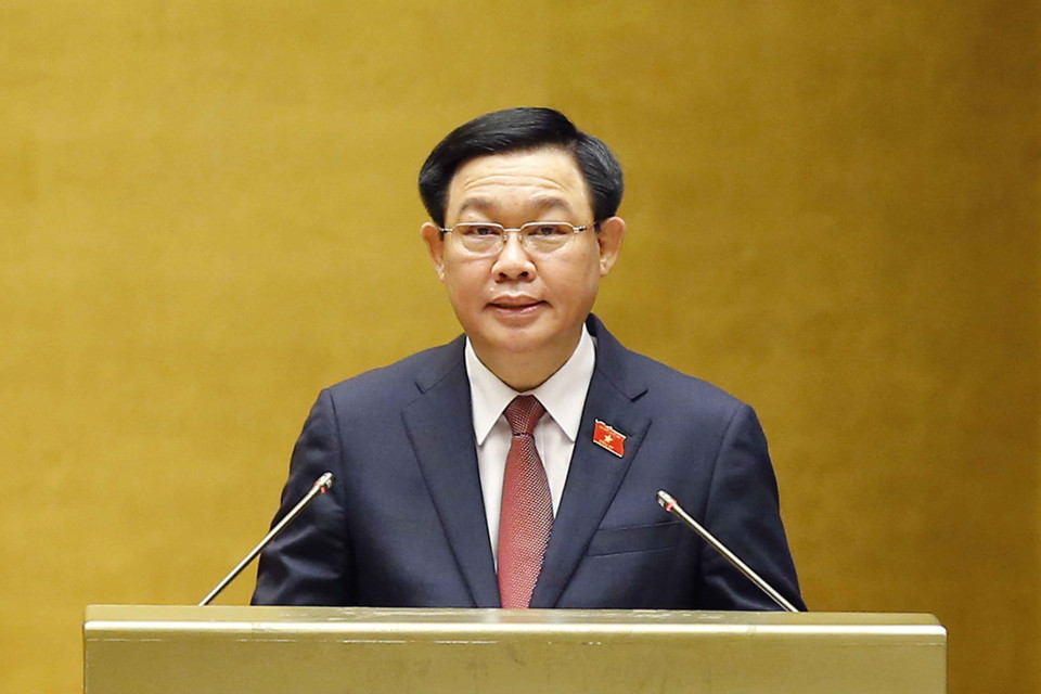 Chủ tịch Quốc hội Vương Đình Huệ phát biểu. (Ảnh: Doãn Tấn/TTXVN)