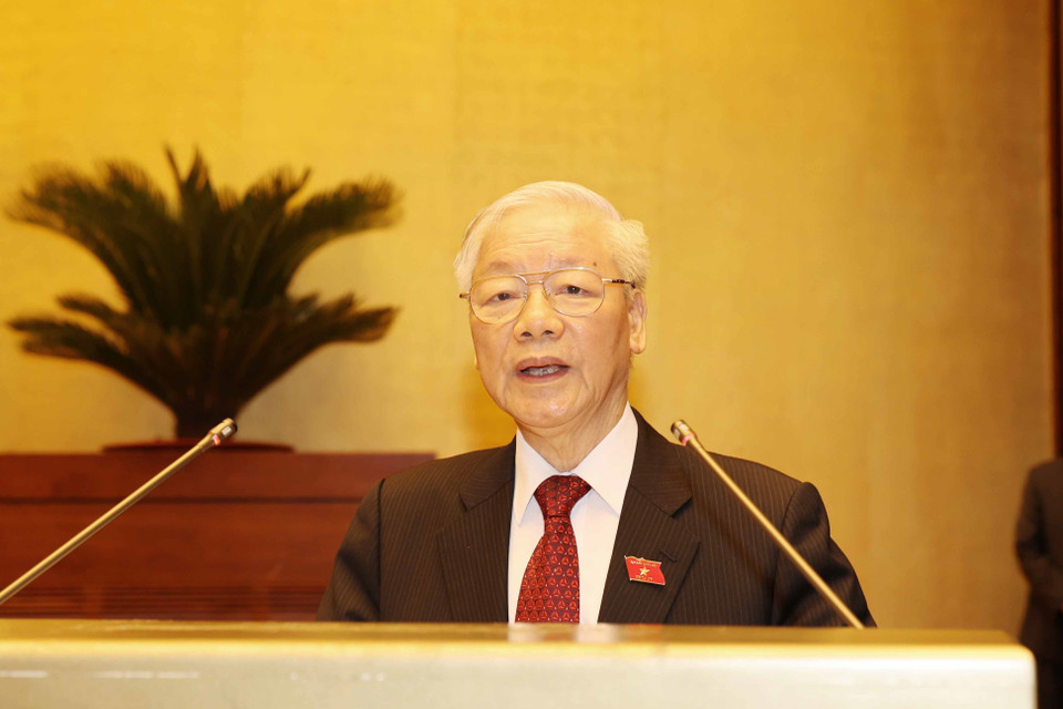 Tổng Bí thư Nguyễn Phú Trọng phát biểu. (Ảnh: Trí Dũng/TTXVN)