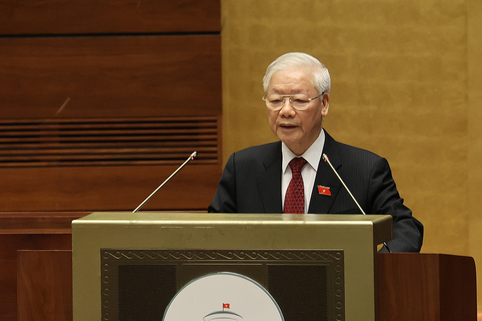 Tổng Bí thư Nguyễn Phú Trọng phát biểu. (Ảnh: Dương Giang/TTXVN)