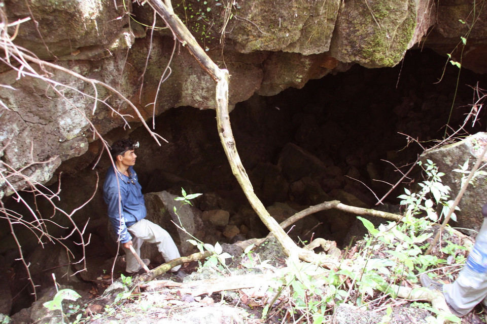  Hệ thống hang động núi lửa này có chiều dài khoảng 25km, kéo dài từ miệng núi lửa tại buôn Choar dọc theo chiều dài sông Sêrêpốc đến khu vực thác Dray Sáp với hàng chục hang động lớn nhỏ khác nhau. (Ảnh: Văn Ngoạn/TTXVN)