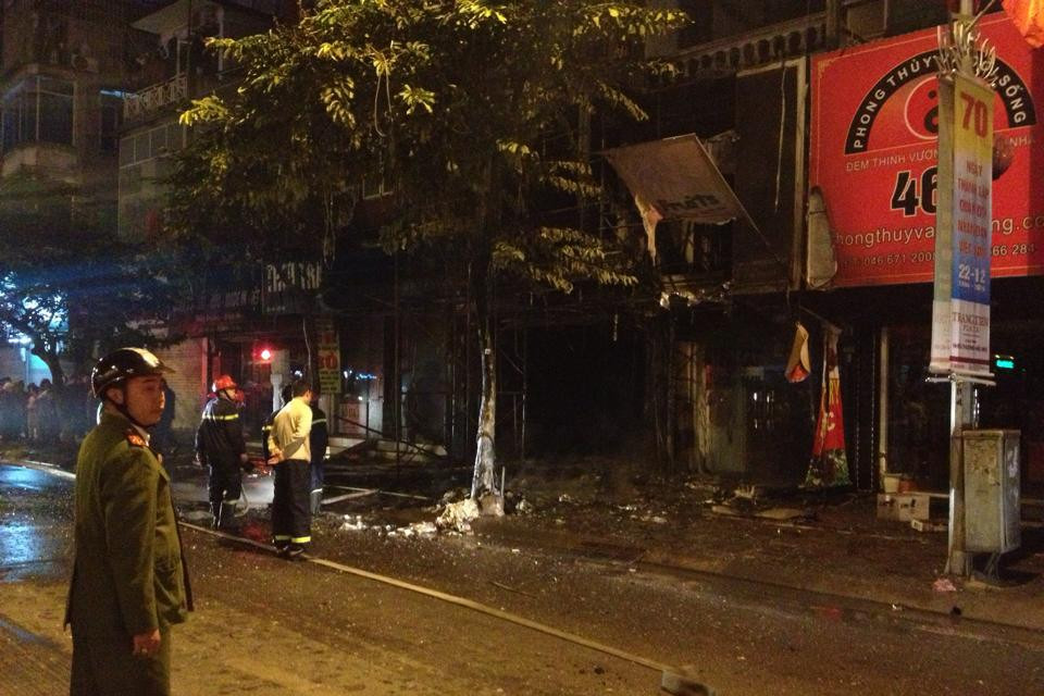 Đám cháy đã được lực lượng phòng cháy chữa cháy dập tắt. (Ảnh: Minh Sơn/Vietnam+)