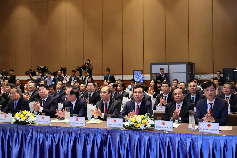 Các đại biểu tham dự tại điểm cầu Hà Nội. (Ảnh: Thống Nhất/TTXVN)