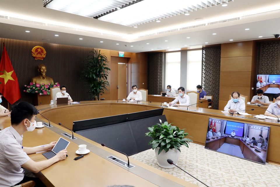 Quang cảnh cuộc họp trực tuyến. (Ảnh: Phạm Kiên/TTXVN)