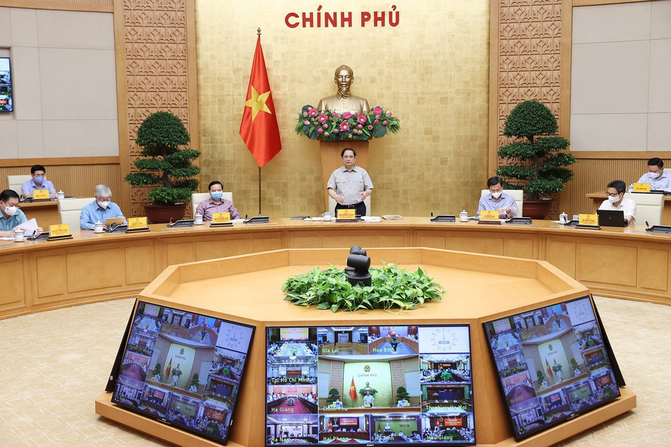 Thủ tướng Phạm Minh Chính chủ trì cuộc họp. (Ảnh: Dương Giang/TTXVN)