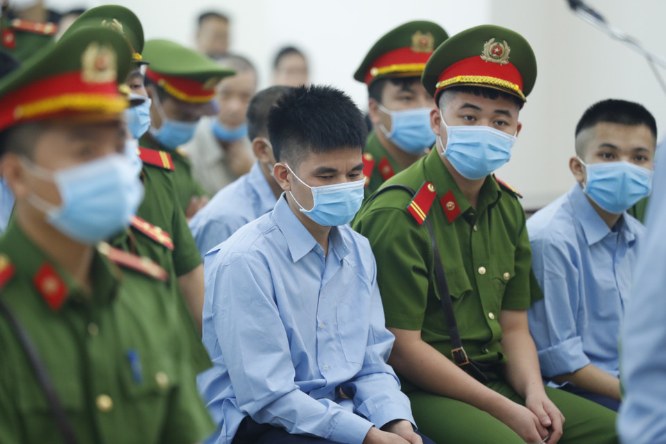 Các bị cáo tại phiên tòa. (Ảnh: Doãn Tấn/TTXVN)