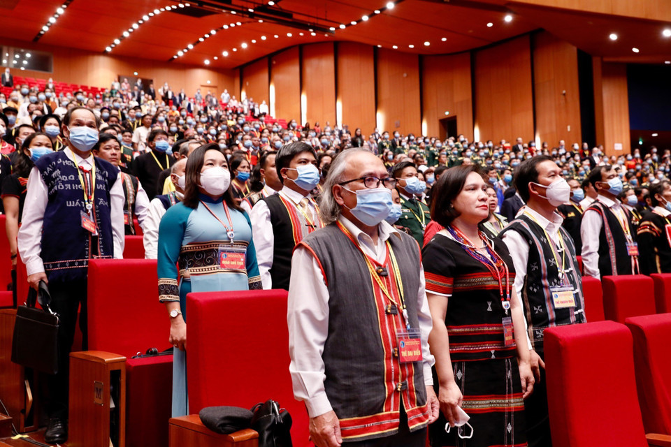 Các đại biểu tham dự phiên bế mạc Đại hội đại biểu toàn quốc các dân tộc thiểu số Việt Nam lần thứ II. (Ảnh: Dương Giang/TTXVN)