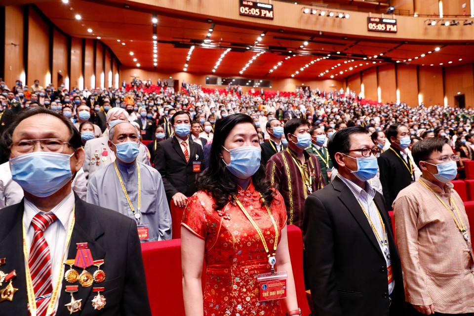 Các đại biểu tham dự phiên bế mạc Đại hội đại biểu toàn quốc các dân tộc thiểu số Việt Nam lần thứ II. (Ảnh: Dương Giang/TTXVN)