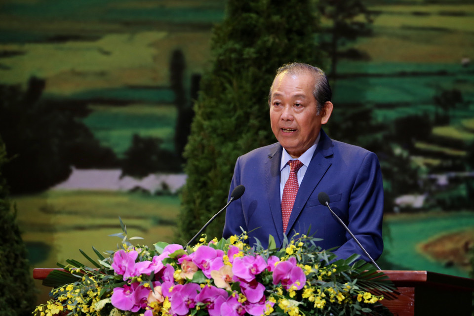 Phó Thủ tướng Thường trực Trương Hòa Bình phát biểu bế mạc Đại hội. (Ảnh: Dương Giang/TTXVN)