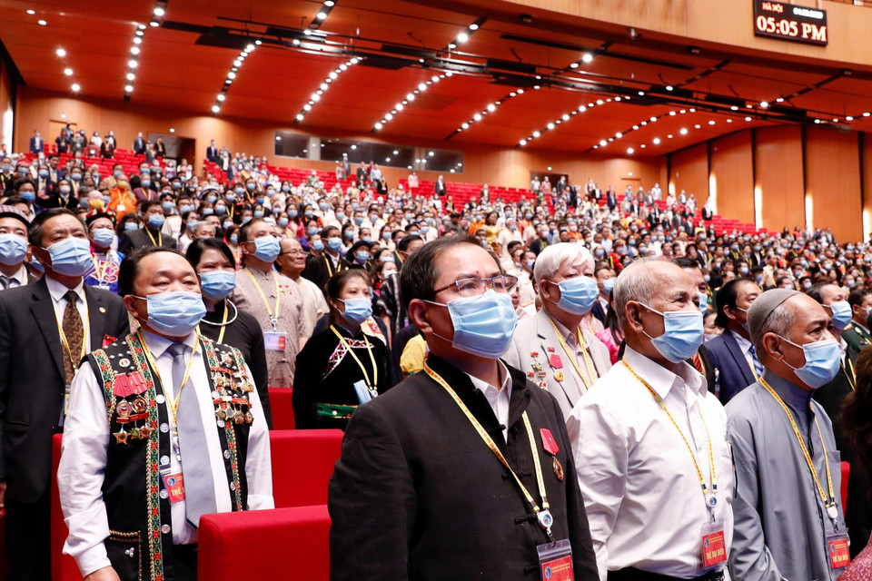 Các đại biểu tham dự phiên bế mạc Đại hội đại biểu toàn quốc các dân tộc thiểu số Việt Nam lần thứ II. (Ảnh: Dương Giang/TTXVN)