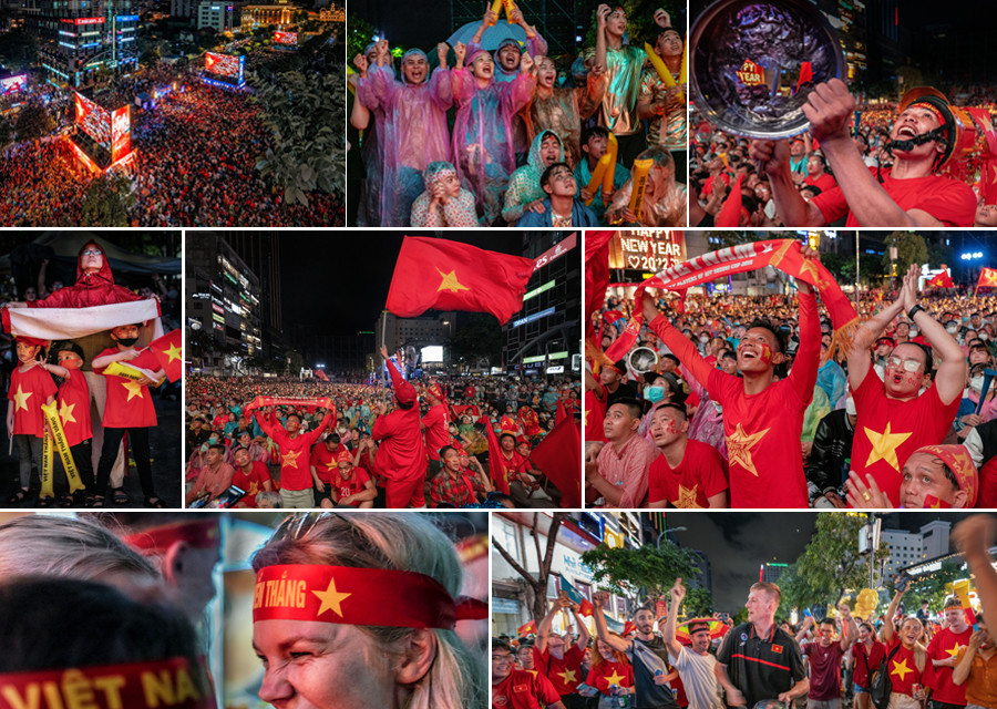 Tác phẩm 'Người hâm mộ Thành phố Hồ Chí Minh đồng hành cùng đội tuyển U23 Việt Nam.' (Ảnh: NSNA VN)