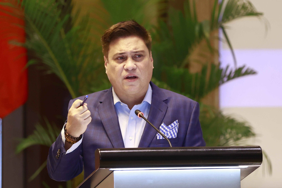 Chủ tịch Thượng viện Philippines Juan Miguel F. Zubiri phát biểu. (Ảnh: Doãn Tấn/TTXVN)