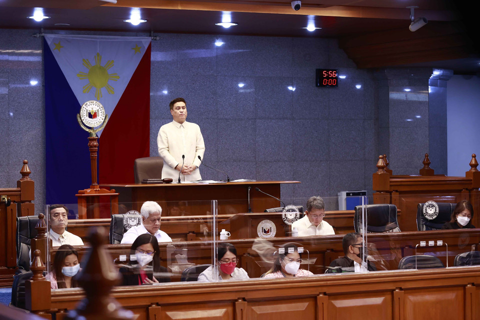 Chủ tịch Thượng viện Juan Miguel F. Zubiri phát biểu. (Ảnh: Doãn Tấn/TTXVN)