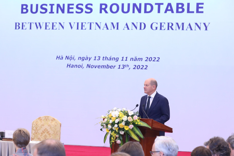 Thủ tường Đức nhấn mạnh các tập đoàn, doanh nghiệp Đức ngày càng quan tâm đến Việt Nam. (Ảnh: Lâm Khánh/TTXVN)