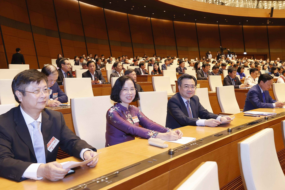 Lãnh đạo các cơ quan Trung ương dự phiên bế mạc. (Ảnh: Doãn Tấn/TTXVN)