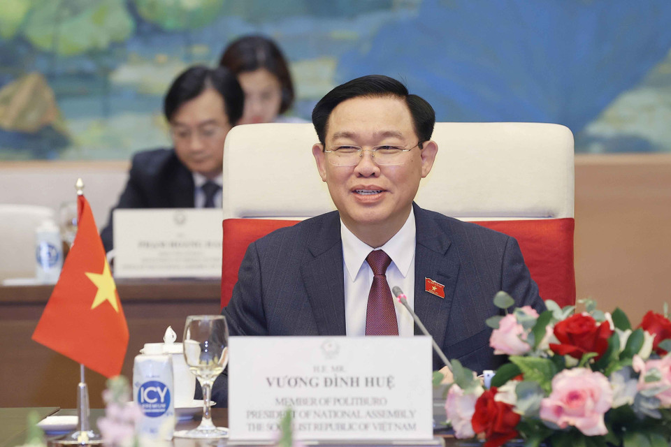 Chủ tịch Quốc hội Vương Đình Huệ phát biểu. (Ảnh: Doãn Tấn/TTXVN)