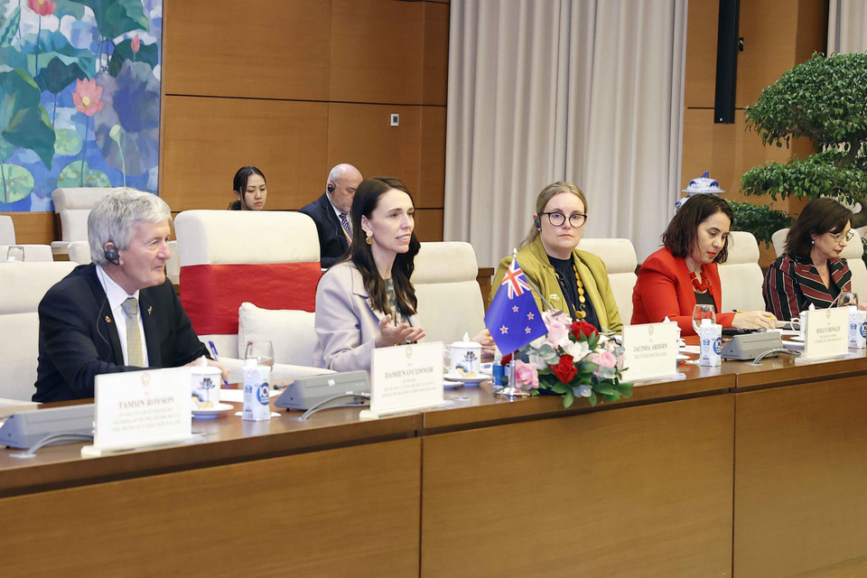 Thủ tướng New Zealand Jacinda Ardern phát biểu. (Ảnh: Doãn Tấn/TTXVN)