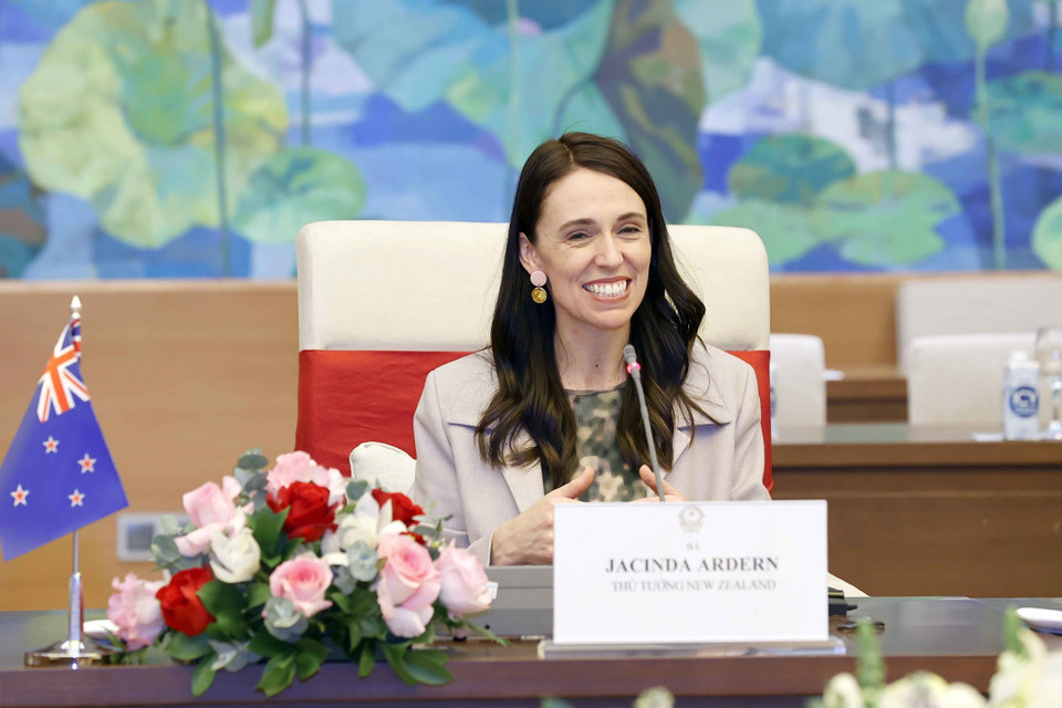 Thủ tướng New Zealand Jacinda Ardern phát biểu. (Ảnh: Doãn Tấn/TTXVN)