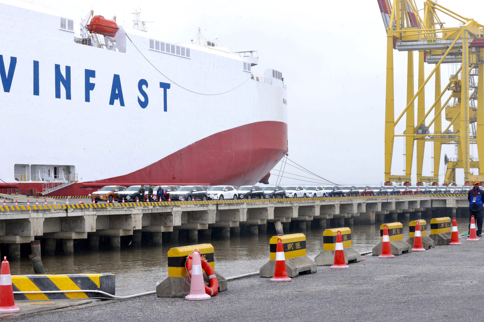 Những mẫu xe ôtô điện Vinfast xuất khẩu sang thị trường Hoa Kỳ. (Ảnh: Dương Giang/TTXVN)