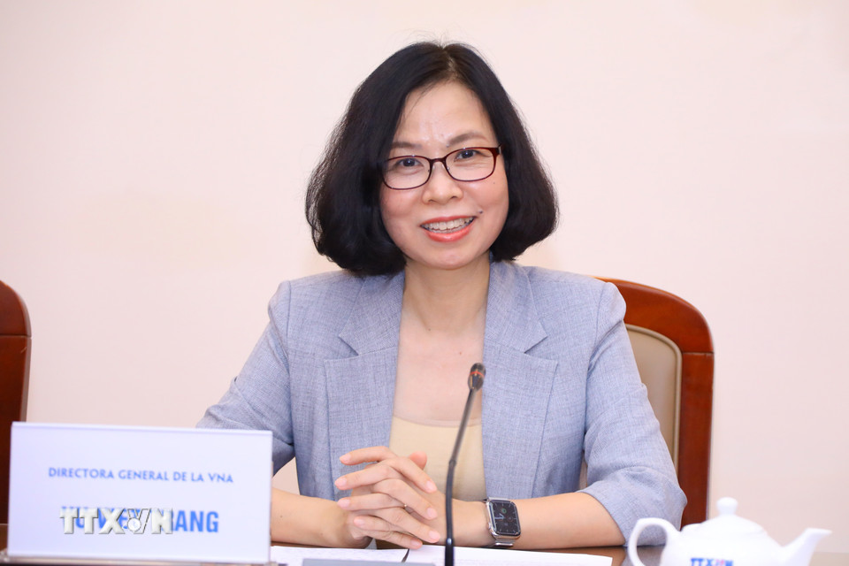 Tổng Giám đốc Thông tấn xã Việt Nam Vũ Việt Trang phát biểu. (Ảnh: Văn Điệp/TTXVN)