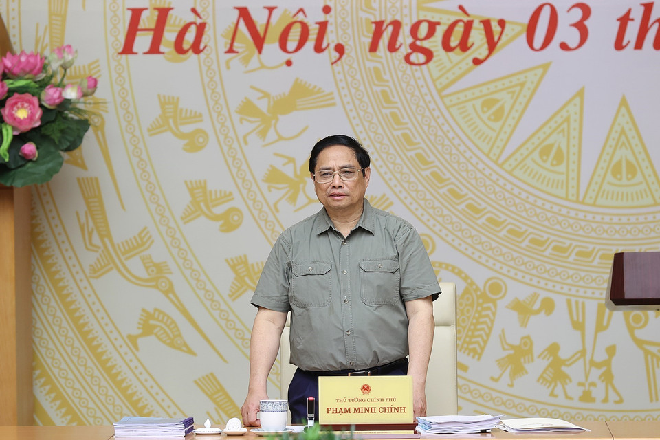 Thủ tướng Phạm Minh Chính phát biểu tại phiên họp. (Ảnh: Dương Giang/TTXVN)