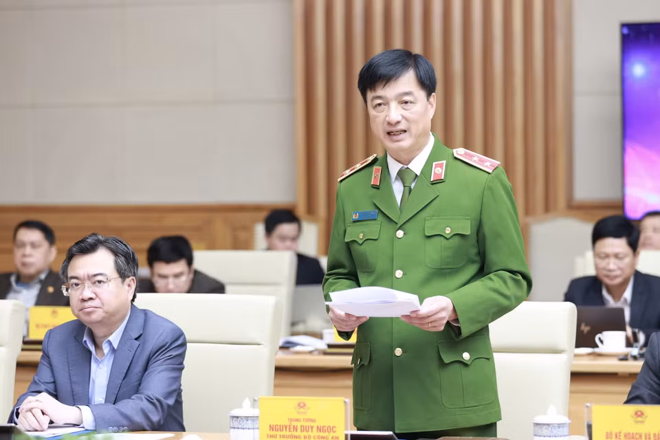 Trung tướng Nguyễn Duy Ngọc, Thứ trưởng Bộ Công an phát biểu. (Ảnh: Dương Giang/TTXVN)