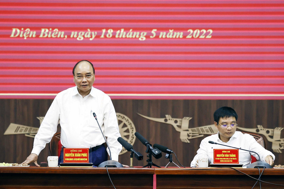 Chủ tịch nước Nguyễn Xuân Phúc phát biểu tại buổi làm việc. (Ảnh: Thống Nhất/TTXVN)