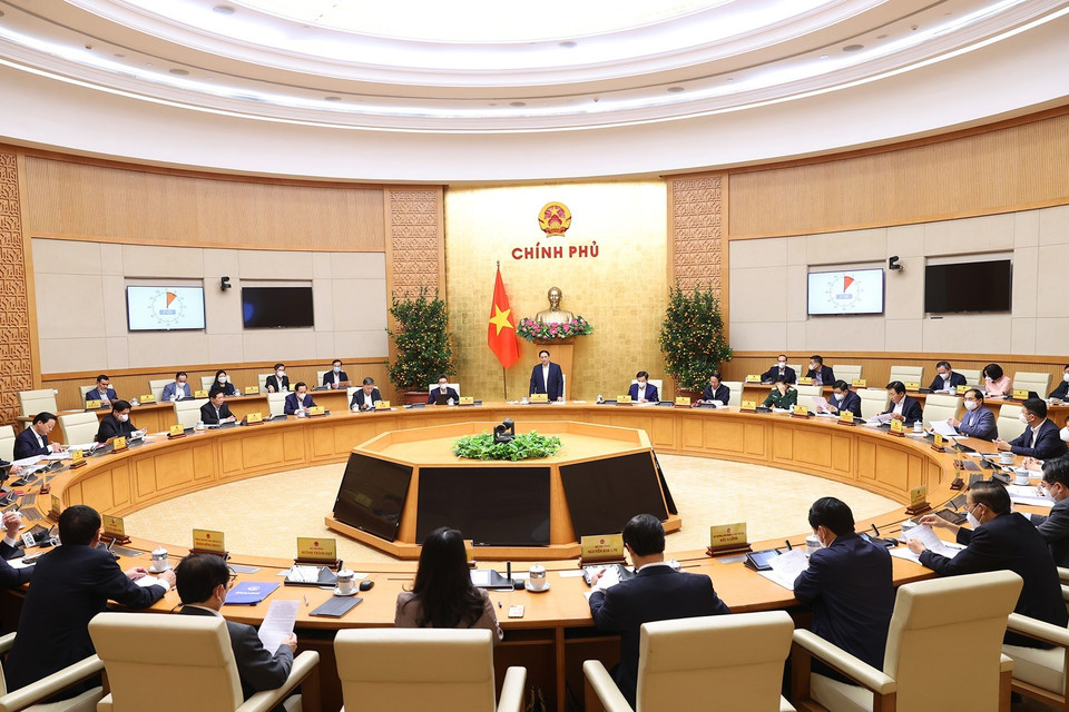 Quang cảnh phiên họp Chính phủ tháng 1/2022. (Ảnh: Dương Giang/TTXVN)