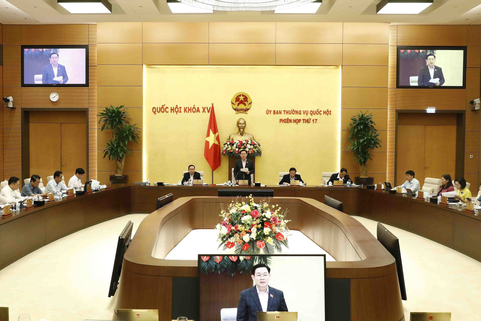 Quang cảnh phiên họp thứ 17 của Ủy ban Thường vụ Quốc hội. (Ảnh: An Đăng/TTXVN) 