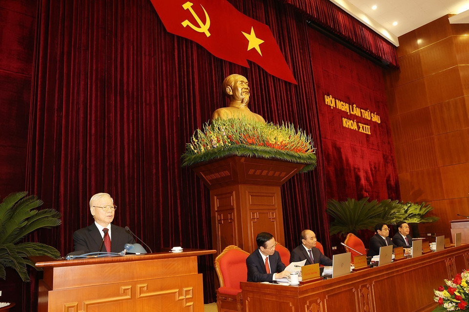 Tổng Bí thư Nguyễn Phú Trọng phát biểu khai mạc hội nghị. (Ảnh: Trí Dũng/TTXVN)