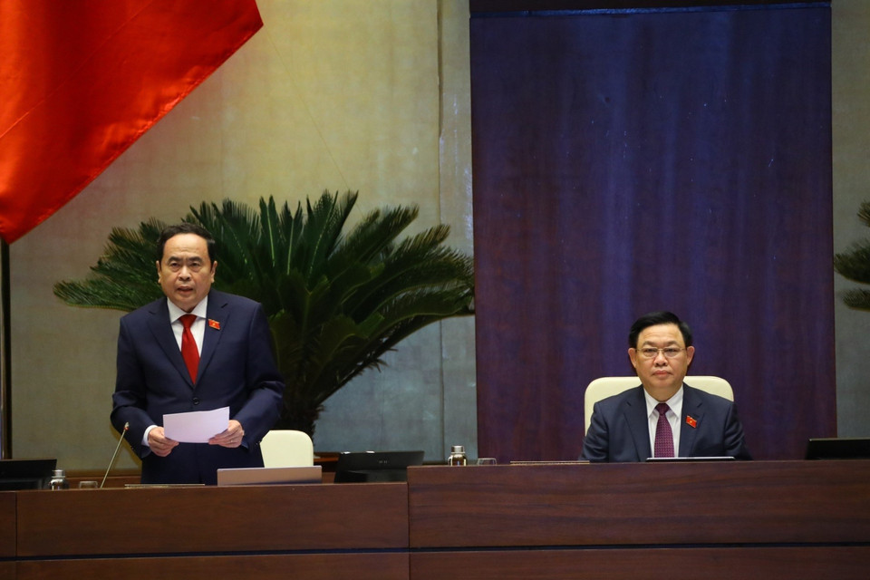 Phó Chủ tịch Thường trực Quốc hội Trần Thanh Mẫn điều hành phiên họp. (Ảnh: Văn Điệp/TTXVN)