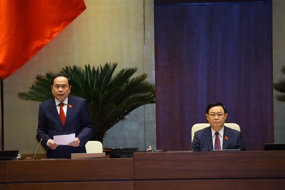 Phó Chủ tịch Thường trực Quốc hội Trần Thanh Mẫn điều hành phiên họp. (Ảnh: Văn Điệp/TTXVN)