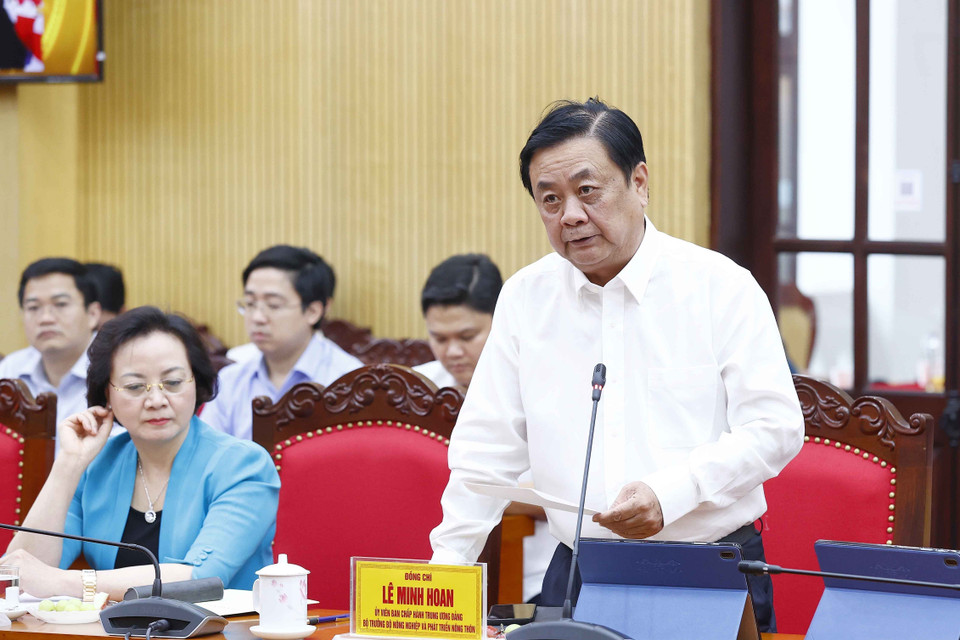 Ông Lê Minh Hoan, Ủy viên Trung ương Đảng, Bộ trưởng Bộ Nông nghiệp và Phát triển nông thôn phát biểu. (Ảnh: Doãn Tấn/TTXVN)