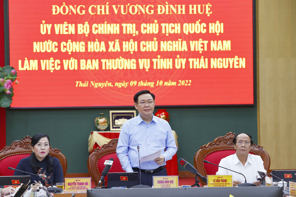 Chủ tịch Quốc hội Vương Đình Huệ phát biểu. (Ảnh: Doãn Tấn/TTXVN)